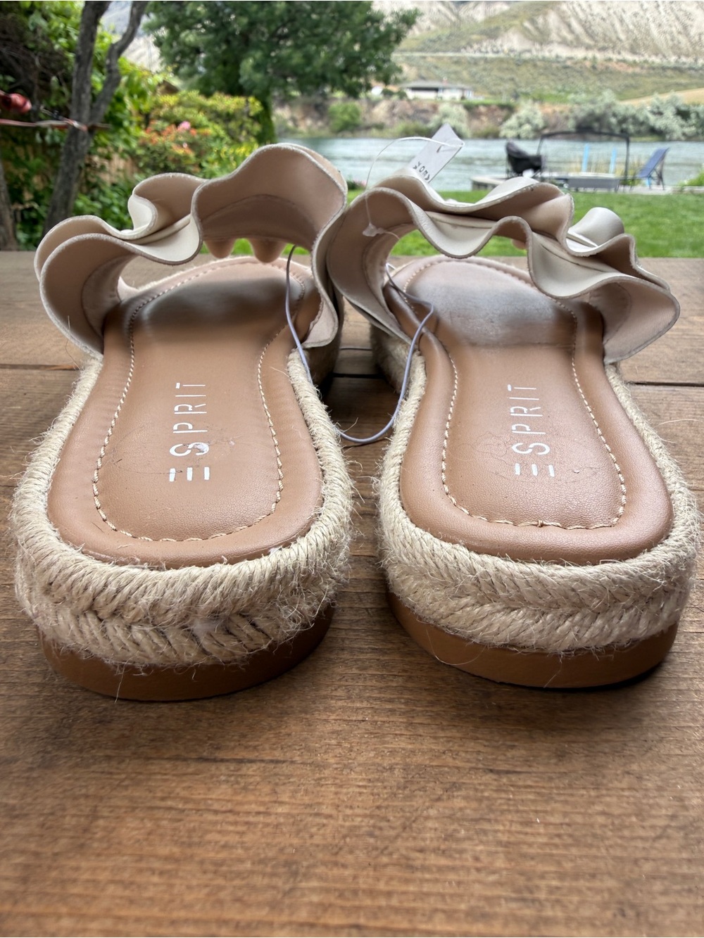 Esprit Off-White Ruffle Espadrille Slide Sandals - Picture 5 of 8